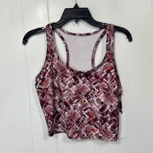 Calvin Klein Performance Tank Top Activewear Abstract Print Racerback Large Crop